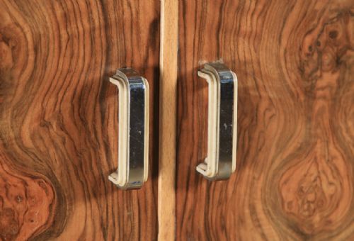 fig 4. Antique English Art Deco Figured Walnut Inlaid Two Door Wardrobe (Circa 1930)