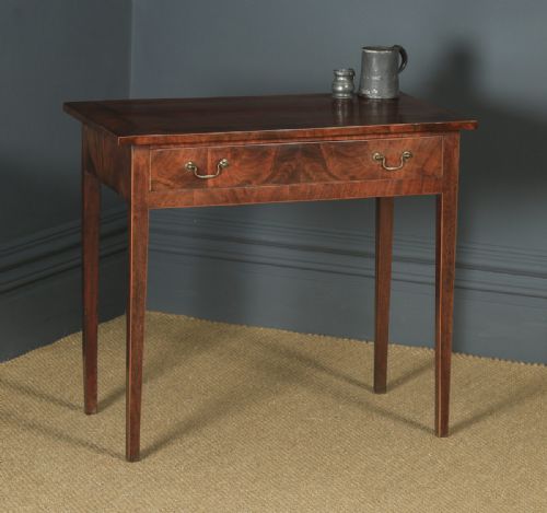 Antique English Georgian Flame Mahogany Occasional Side Hall Writing Table (Circa 1780)