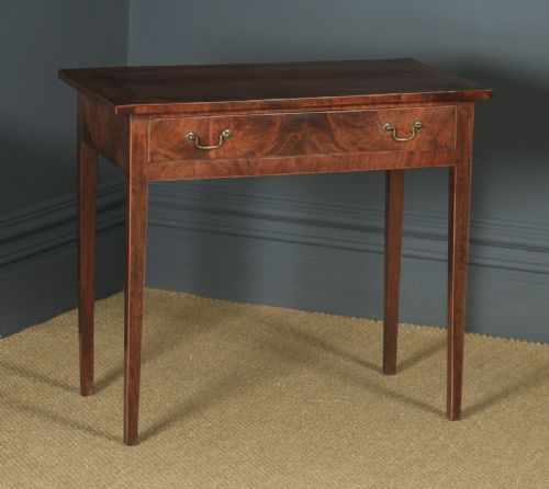 fig 1. Antique English Georgian Flame Mahogany Occasional Side Hall Writing Table (Circa 1780)