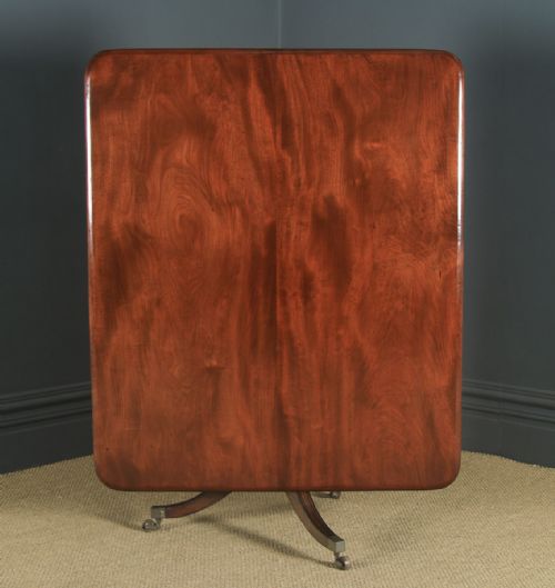 fig 6. Antique English Georgian Regency Figured Mahogany Tilt Top Breakfast Pedestal Dining Table (Circa 1820)