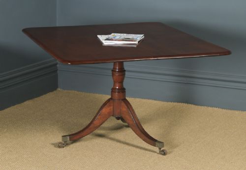 fig 1. Antique English Georgian Regency Figured Mahogany Tilt Top Breakfast Pedestal Dining Table (Circa 1820)