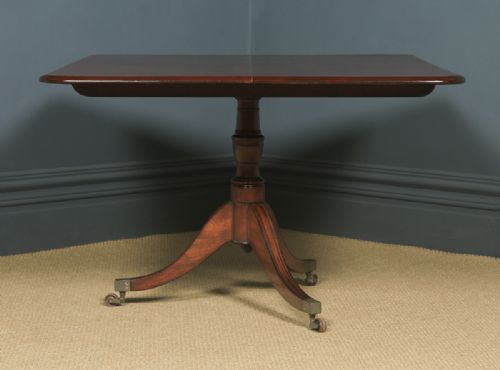 fig 3. Antique English Georgian Regency Figured Mahogany Tilt Top Breakfast Pedestal Dining Table (Circa 1820)