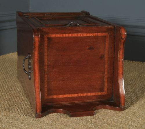 fig 3. Antique English Edwardian Inlaid Mahogany Purdonium Coal Scuttle Bin (Circa 1910)