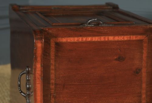 fig 4. Antique English Edwardian Inlaid Mahogany Purdonium Coal Scuttle Bin (Circa 1910)