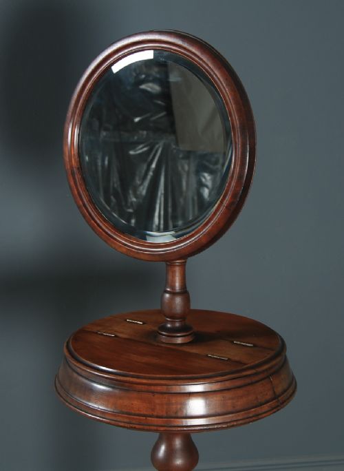 fig 2. Antique English Victorian Mahogany Adjustable Barbers Shaving Stand & Vanity Mirror (Circa 1860)