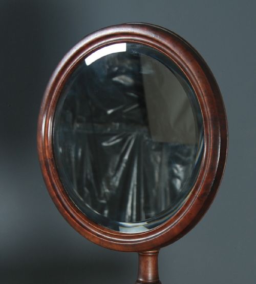 fig 3. Antique English Victorian Mahogany Adjustable Barbers Shaving Stand & Vanity Mirror (Circa 1860)