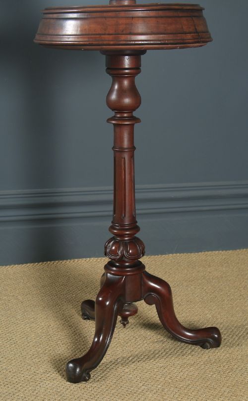 fig 5. Antique English Victorian Mahogany Adjustable Barbers Shaving Stand & Vanity Mirror (Circa 1860)