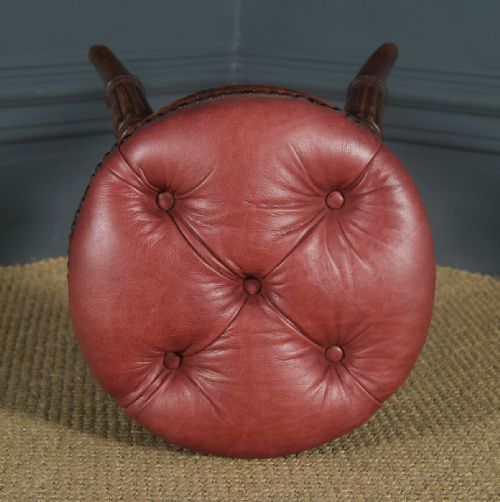 fig 4. Antique English Regency Oak & Leather Revolving Adjustable Piano Music Stool (Circa 1830)