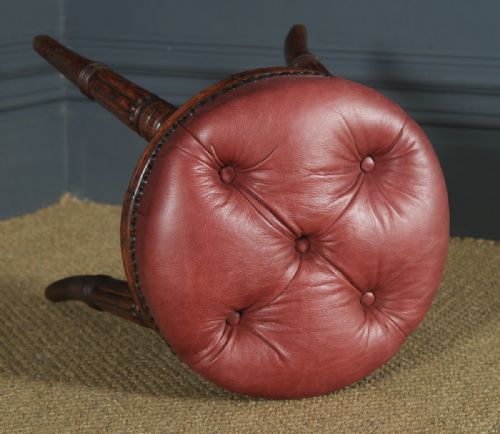 fig 2. Antique English Regency Oak & Leather Revolving Adjustable Piano Music Stool (Circa 1830)