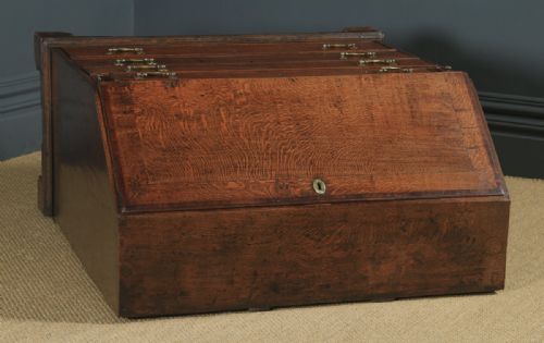 fig 3. Antique English 18th Century Georgian Oak & Mahogany Office Bureau (Circa 1780)