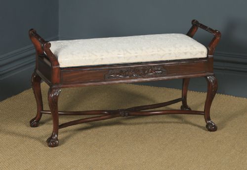 Antique English Victorian Mahogany Piano / Music / Duet Stool (Circa 1880)