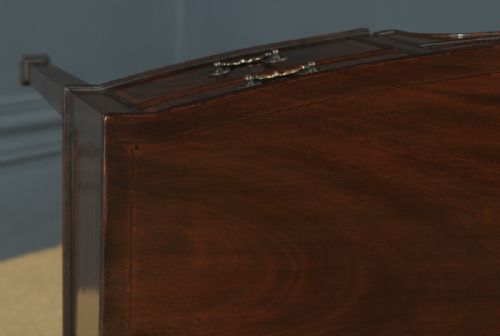 fig 4. Antique English Edwardian Georgian Style Flame Mahogany Bow Front Ladies Writing Table (Circa 1910)