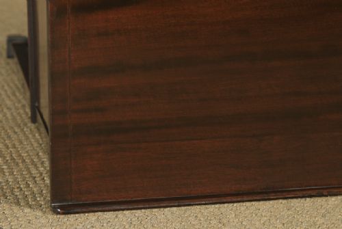 fig 5. Antique English Edwardian Georgian Style Flame Mahogany Bow Front Ladies Writing Table (Circa 1910)