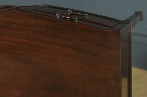 fig 7. Antique English Edwardian Georgian Style Flame Mahogany Bow Front Ladies Writing Table (Circa 1910)