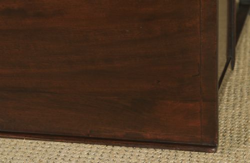 fig 8. Antique English Edwardian Georgian Style Flame Mahogany Bow Front Ladies Writing Table (Circa 1910)