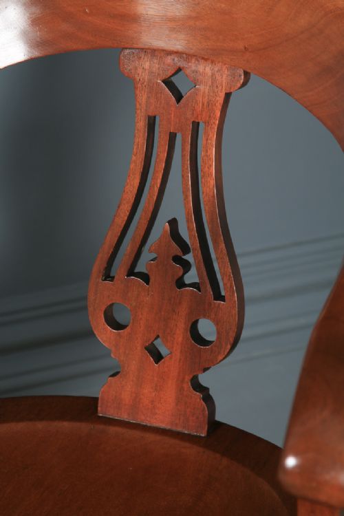 fig 6. Antique English Victorian Mahogany Revolving Office Desk Arm Chair (Circa 1870)