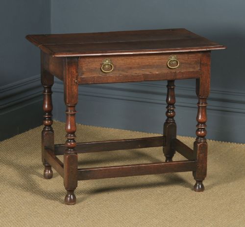 fig 1. Antique English Late 17th Century Oak Occasional Hall Writing Lowboy Side Table (Circa 1680)