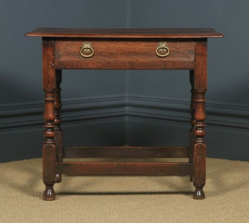 fig 2. Antique English Late 17th Century Oak Occasional Hall Writing Lowboy Side Table (Circa 1680)