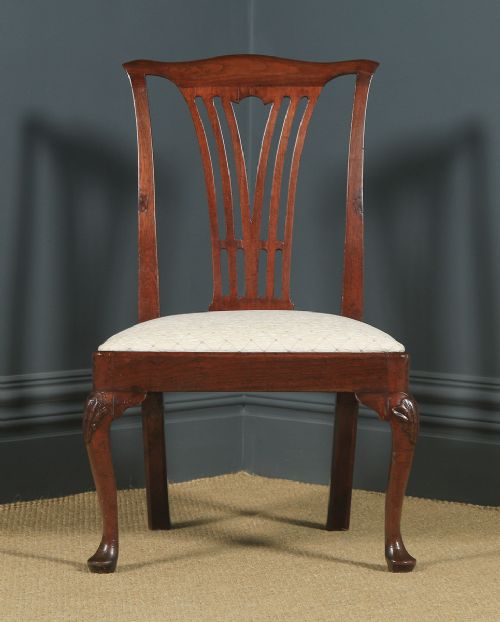 fig 1. Antique English Georgian Chippendale Mahogany Gentleman's Dining Chair (Circa 1780)