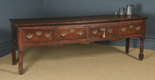 Antique English Lancashire / Cheshire Georgian Oak 7ft Low Dresser Base Sideboard (Circa 1750)