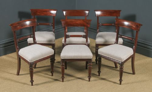 fig 1. Antique English William IV Set of Six Mahogany Bar Back Dining Chairs (Circa 1835)