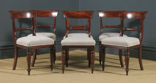 fig 2. Antique English William IV Set of Six Mahogany Bar Back Dining Chairs (Circa 1835)