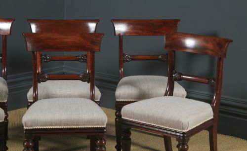 fig 4. Antique English William IV Set of Six Mahogany Bar Back Dining Chairs (Circa 1835)