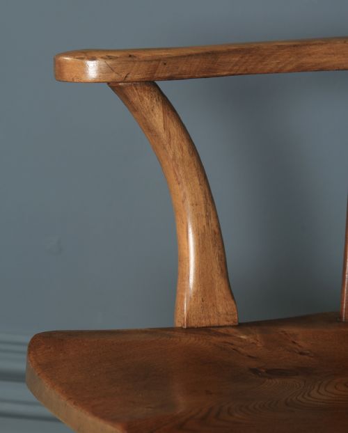 fig 6. Antique English Edwardian Beech, Birch & Elm Revolving Office Desk Arm Chair (Circa 1910)