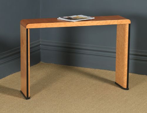 Antique English Art Deco Birds Eye Maple & Walnut Occasional Side / Console Table (Circa 1930)