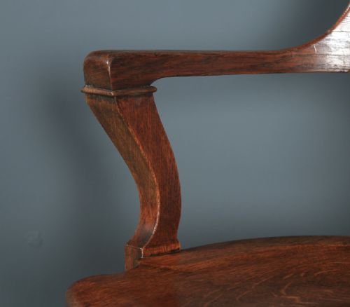 fig 6. Antique English Edwardian Solid Oak Revolving Office Desk Arm Chair (Circa 1910)