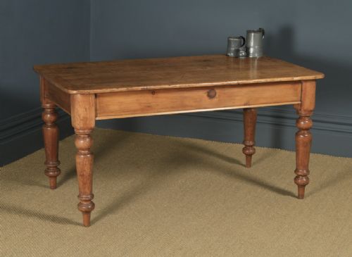 Antique English Victorian 4ft 9” Pine Farmhouse Kitchen Refectory Table (Circa 1880)