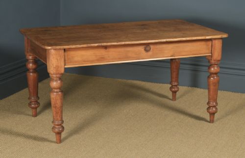 fig 2. Antique English Victorian 4ft 9” Pine Farmhouse Kitchen Refectory Table (Circa 1880)