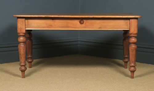 fig 4. Antique English Victorian 4ft 9” Pine Farmhouse Kitchen Refectory Table (Circa 1880)