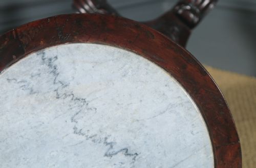 fig 6. Antique George V Anglo-Indian Padauk & Marble Circular Wine Lamp Occasional Table (Circa 1930)