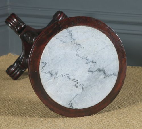 fig 3. Antique George V Anglo-Indian Padauk & Marble Circular Wine Lamp Occasional Table (Circa 1930)