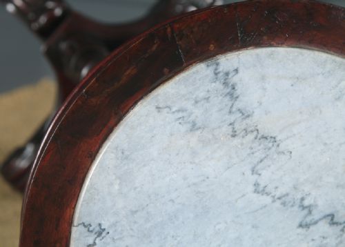 fig 4. Antique George V Anglo-Indian Padauk & Marble Circular Wine Lamp Occasional Table (Circa 1930)