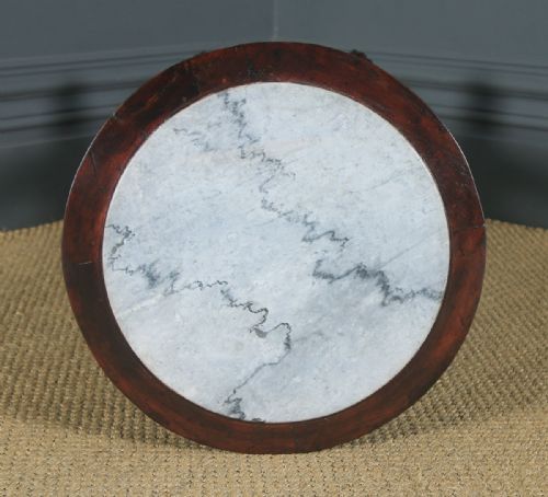 fig 5. Antique George V Anglo-Indian Padauk & Marble Circular Wine Lamp Occasional Table (Circa 1930)