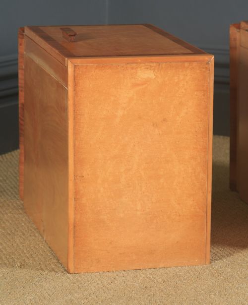 fig 4. Antique English Pair of Art Deco Birds Eye Maple & Walnut Bedside Cupboards Tables Nightstands (Circa 1930)