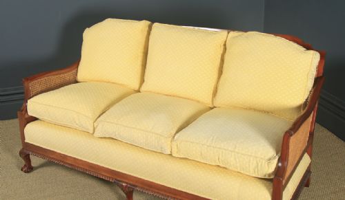 fig 2. Antique English George V Chippendale Style Three Piece Mahogany & Cane Bergere Couch Settee Sofa Lounge Suite (Circa 1930)