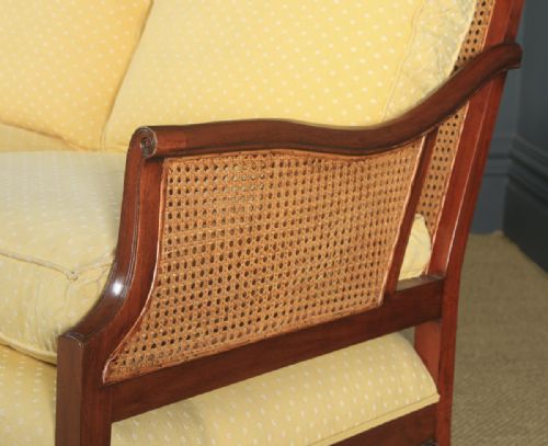 fig 3. Antique English George V Chippendale Style Three Piece Mahogany & Cane Bergere Couch Settee Sofa Lounge Suite (Circa 1930)