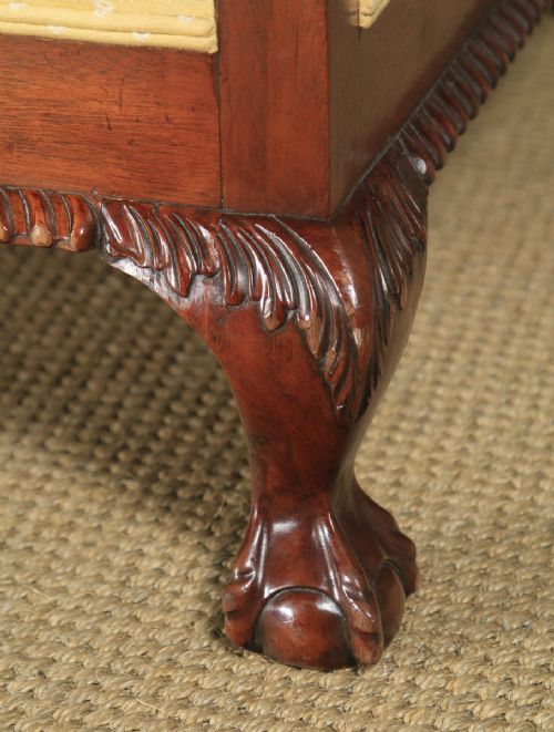 fig 6. Antique English George V Chippendale Style Three Piece Mahogany & Cane Bergere Couch Settee Sofa Lounge Suite (Circa 1930)
