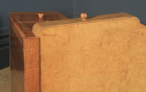 fig 4. Antique English Art Deco Burr & Figured Walnut Office Pedestal Desk (Circa 1940)