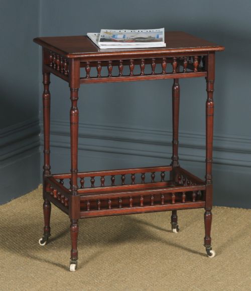 Antique English Victorian Mahogany Occasional Two-tier Side Table (Circa 1890)