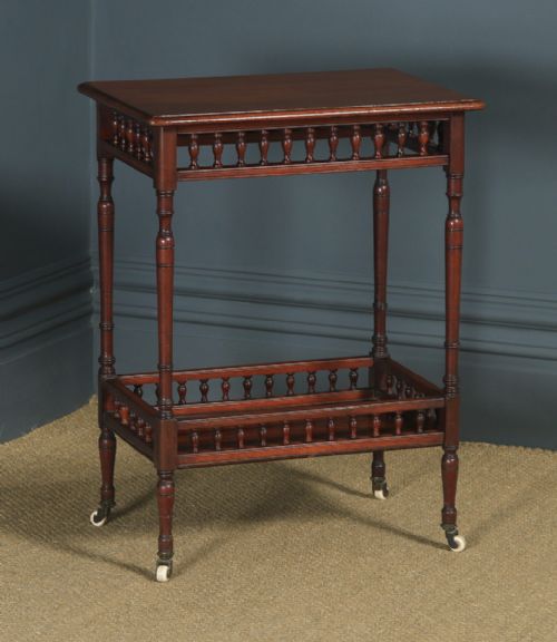 fig 1. Antique English Victorian Mahogany Occasional Two-Tier Side Table (Circa 1890)