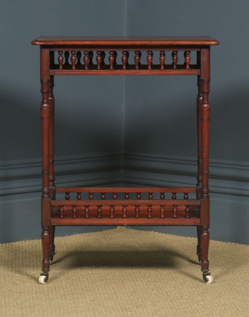 fig 2. Antique English Victorian Mahogany Occasional Two-Tier Side Table (Circa 1890)