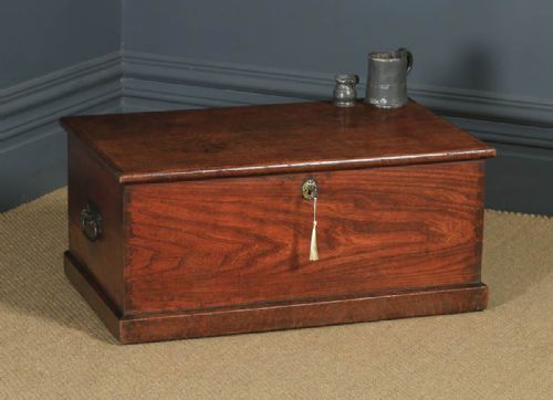Antique English Georgian Oak & Elm Trunk Chest Box Coffee Table (Circa 1810)