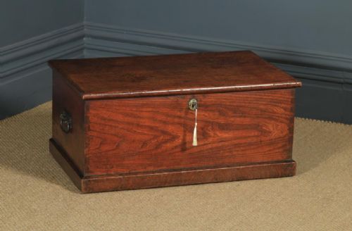 fig 1. Antique English Georgian Oak & Elm Trunk Chest Box Coffee Table (Circa 1810)