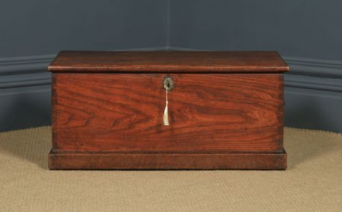 fig 2. Antique English Georgian Oak & Elm Trunk Chest Box Coffee Table (Circa 1810)