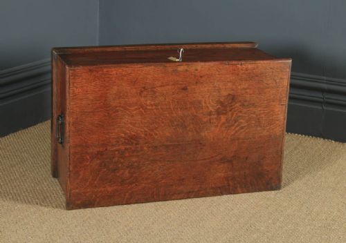 fig 3. Antique English Georgian Oak & Elm Trunk Chest Box Coffee Table (Circa 1810)