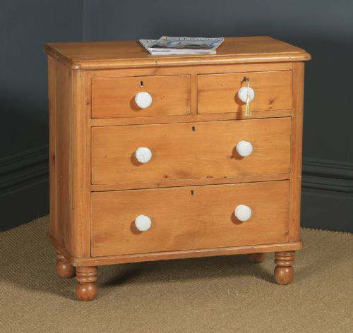 Small Antique English Victorian Pine Chest of Drawers (Circa 1860)